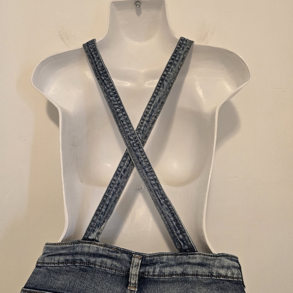 Tillys Almost Famous - Fray Denim Shortall Overalls - Picture 11 of 16